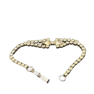Vintage Teardrop And Crystal Rhinestone Silver- Tone Bracelet